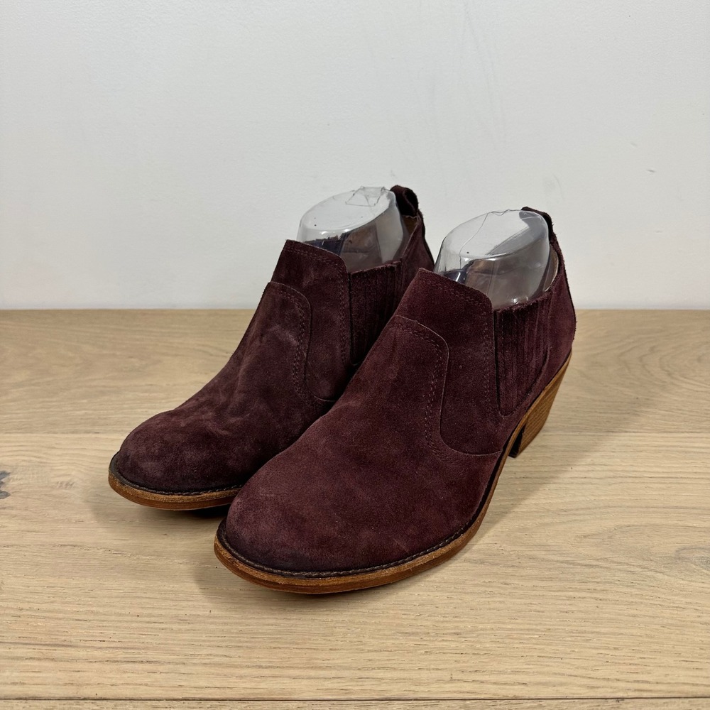Sofft Ankle Boots Womens 9.5 Purple Leather Western Chelsea Block Heel Booties